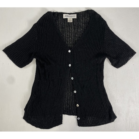 Jones & Co. Sweaters - Y2K Vintage Black Crocheted Boho Style Davie Milane‎ Cardigan Sweater Jones & Co